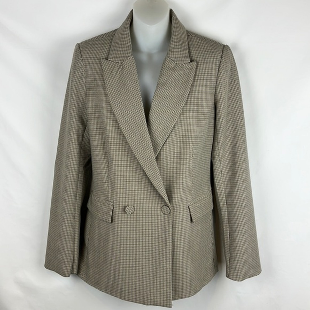 House of Harlow‎ 1960 Plaid Brown Tan Blazer Casual Pockets Jacket Coat Size S